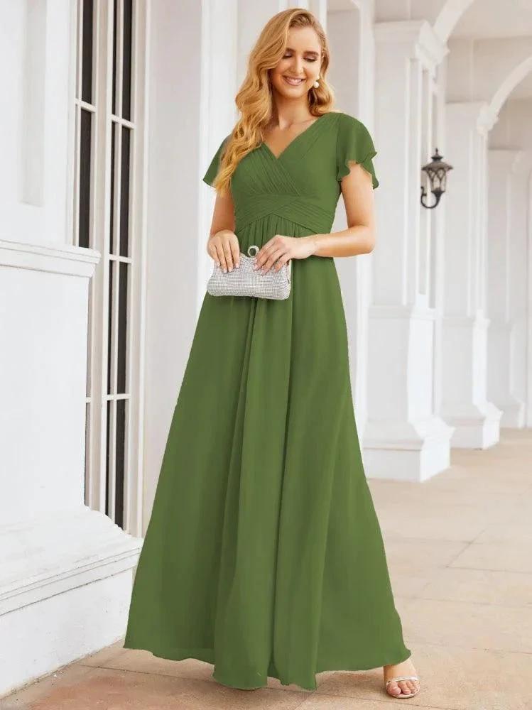 Numbersea Formal Prom Gowns for Mother of The Bride Cap Sleeves Bridesmaid Dress 28047 by numbersea