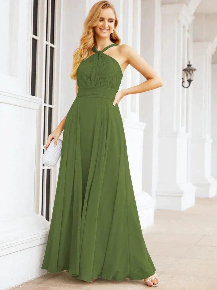 Numbersea Crisscross Halter Bridesmaid Dresses for Party Wedding Evening Prom Maxi Ball Gowns 28053 by numbersea