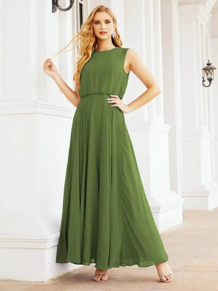 Numbersea Sleeveless Long Bridesmaid Dress A line Formal Evening Prom Gown 28025 by numbersea