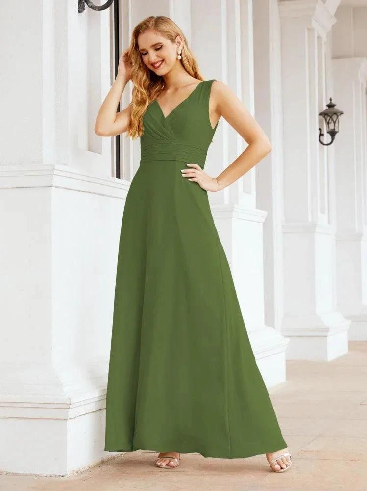 Formal Prom Gown Elegant V-Neck Sleeveless Bridesmaid Dresses for Wedding Party 28037 by numbersea