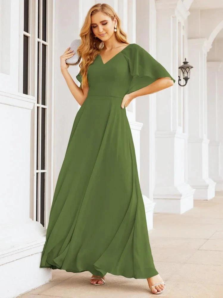 Numbersea Bridesmaid Dresses for Wedding Formal Evening Party Prom Gown with Cape 28050 by numbersea