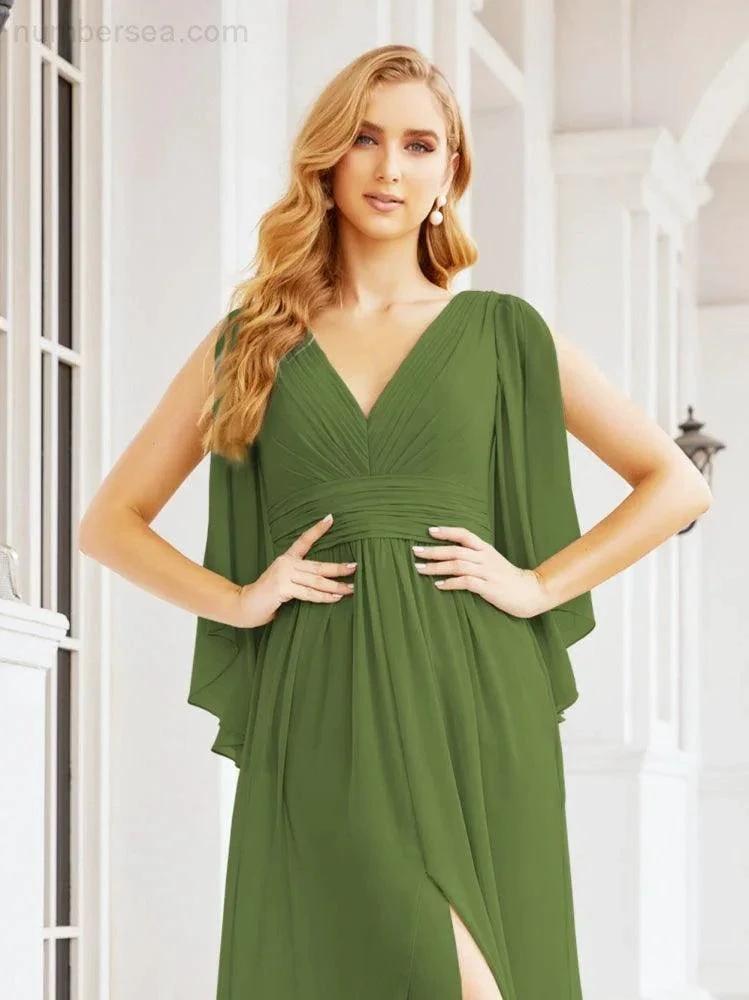 ZapDress Bridesmaid Dresses with Split for Wedding Party Flutter Sleeves 28045 (ZD16996)