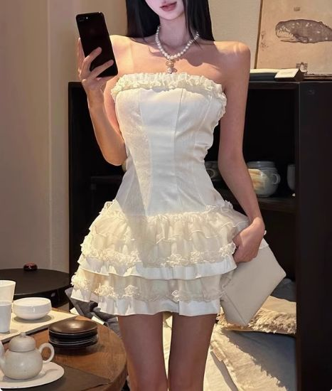 Puffy Satin A-Line Birthday Dress Ruffle Homecoming Dress