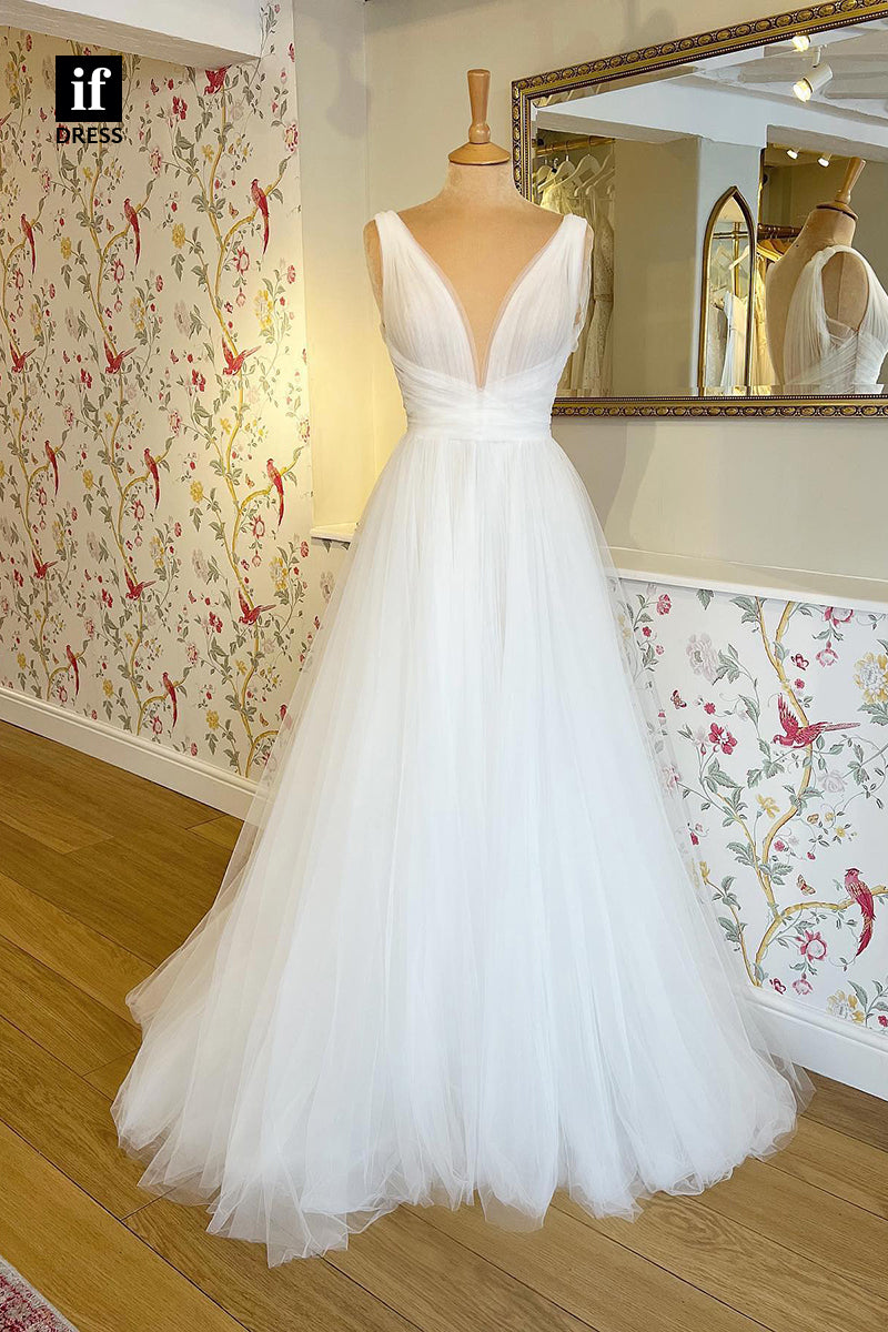 71014 - Classic Plunging V-Neck A-Line Bohemian Wedding Dress