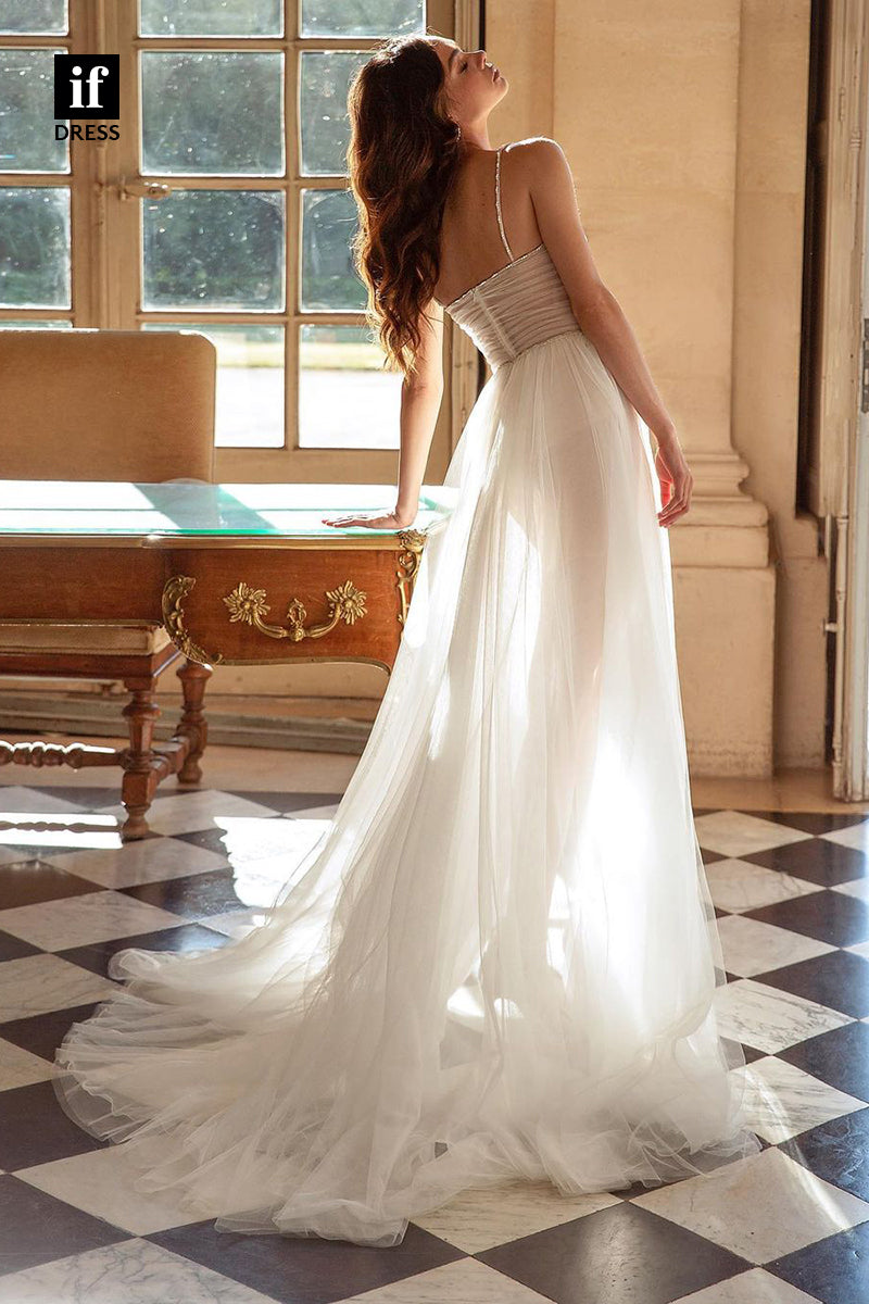 71019 - Romantic A-Line Spaghetti Straps Sweetheart Boho Wedding Dress