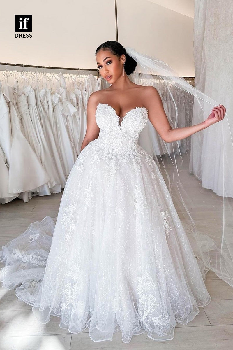71053 - Attractive Off Shoulder A-Line Lace Appliques Boho Wedding Dress
