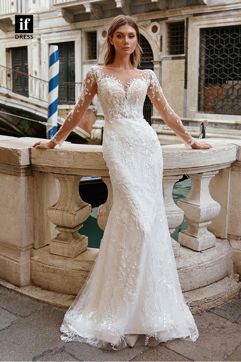 71057 - Romantic Sweetheart Lace Appliques Sheath Bohemain Wedding Dress