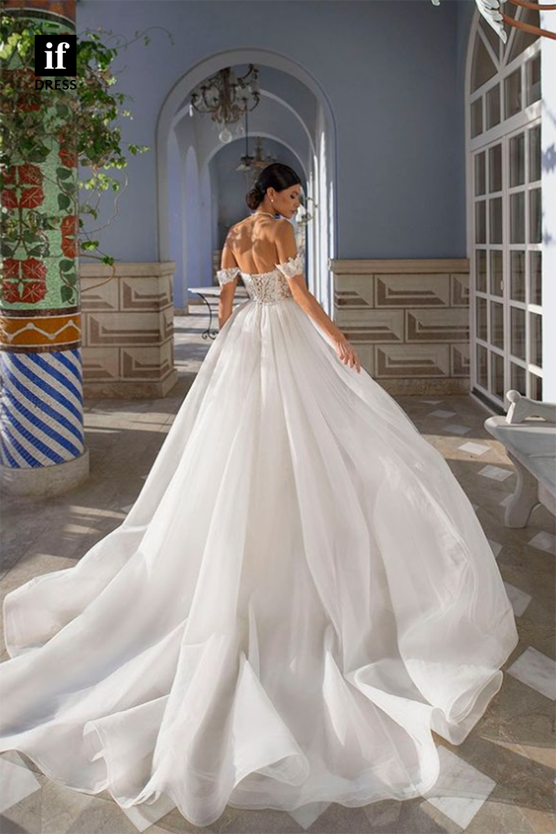 71089 - Amazing Off-Shoulder Lace Appliques Bohemian Wedding Dress