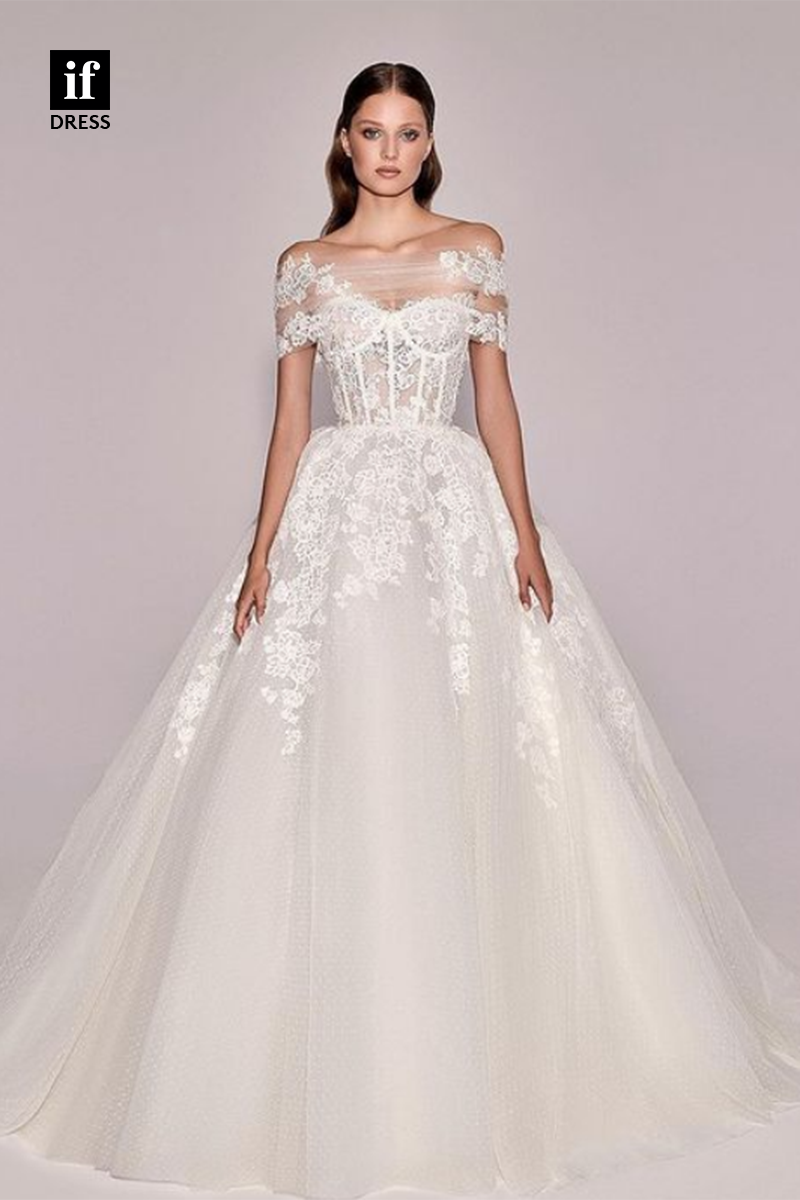 71148 - Elegant Strapless A-Line Lace Appliques Beach Wedding Dress