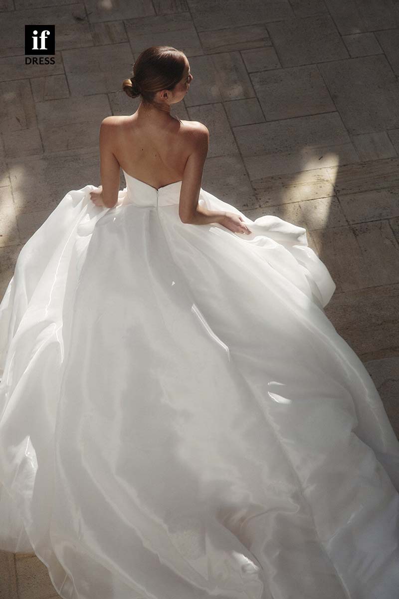 71168 - Charming Off Shoulder A-Line High Slit Tulle Beach Wedding Dress