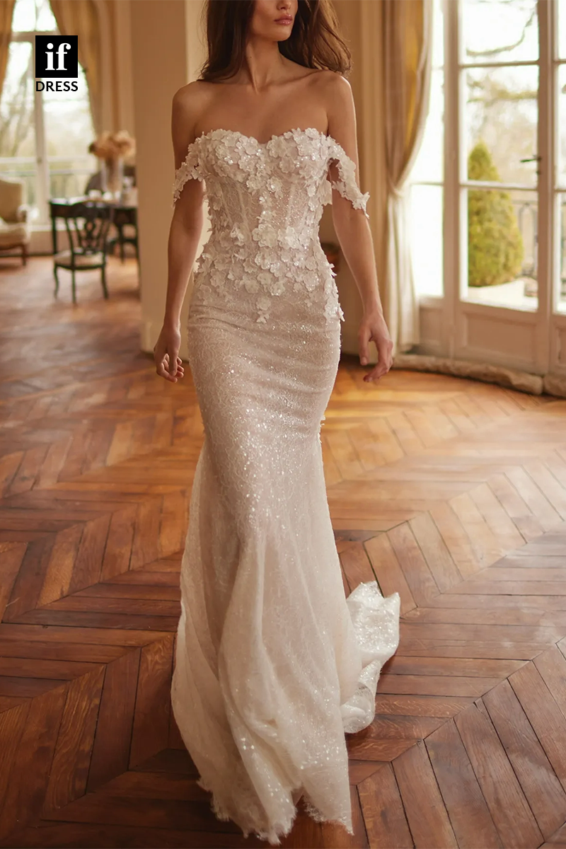 71245 - Mermaid/Trumpet Strapless Lace Appliques Bohemian Wedding Dress