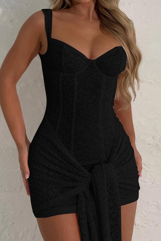V Neck Lace Bodycon Cami Lace Dress - View 10 | VelvetHem
