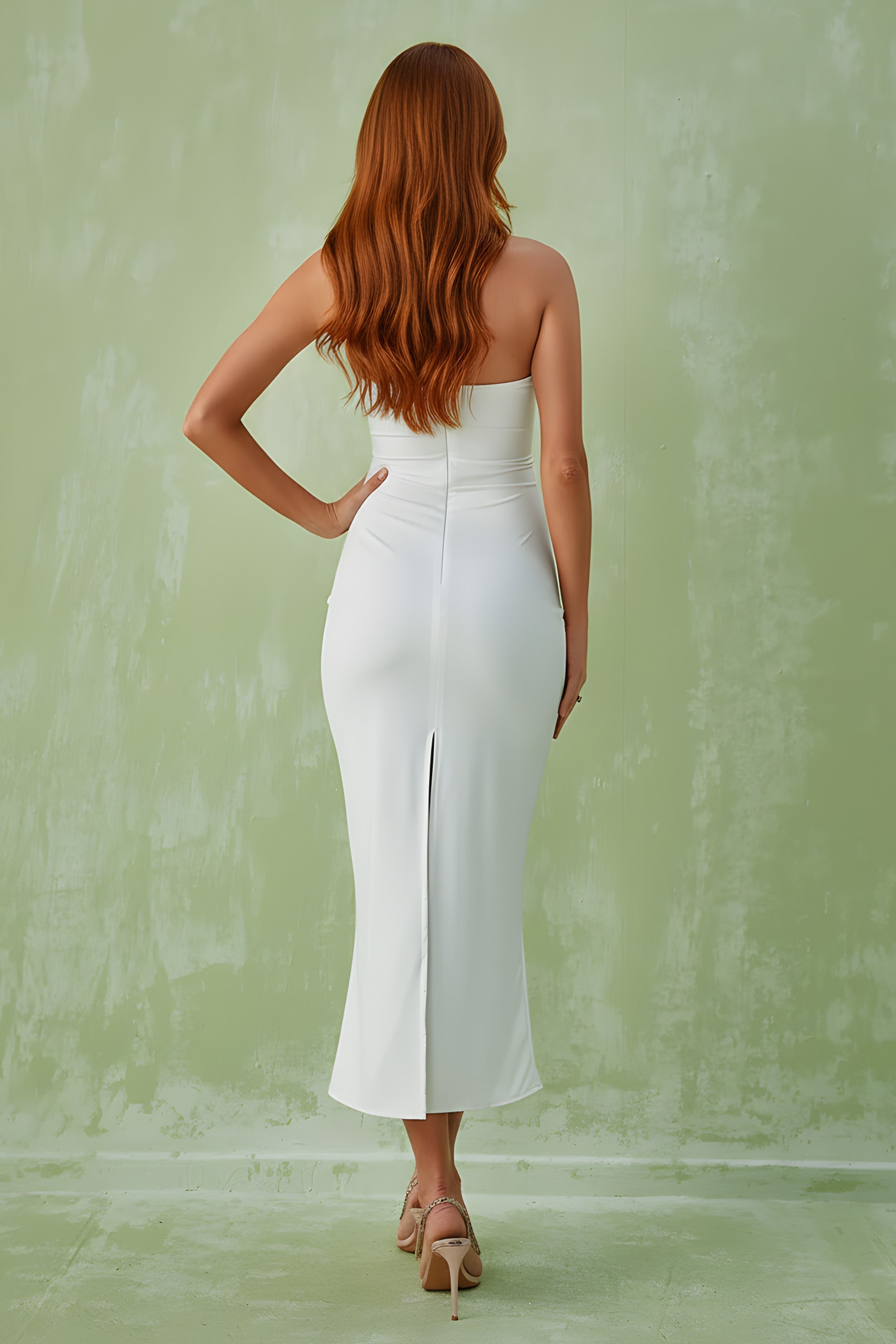 Chic Cutout Halter Midi Dress With Floral Embellishments