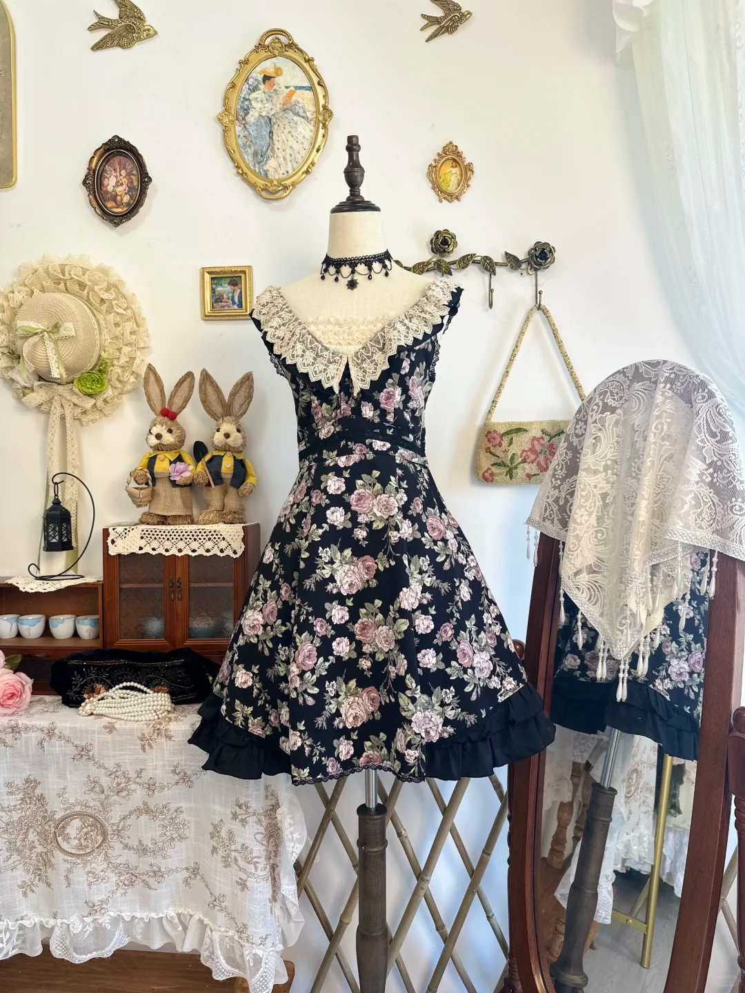 Pretty Black Chiffon Printed Floral Short Party Dress Formal Homecoming Dress Birthday Outfits
