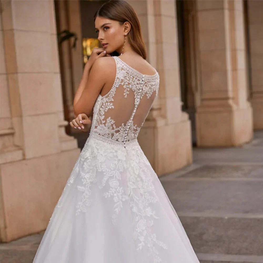 Vintage Vestidos De Novia A-line Wedding Dresses Bridal Gown  Appliques Sleeveless For Elegant Women 2023 Custom Made (ZD13396)