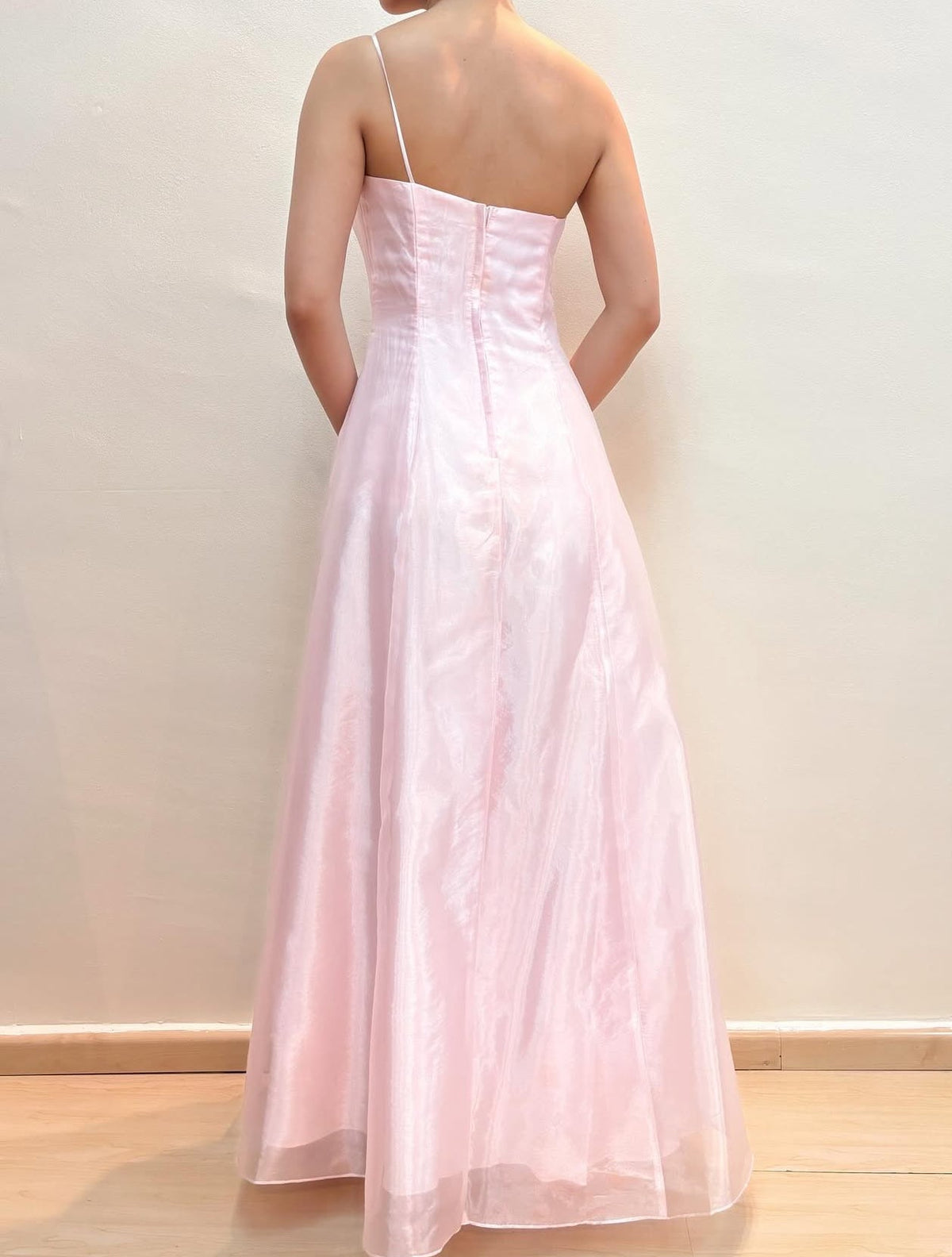 One Shoulder Pink Long Prom Dress Formal Party Dress J8573