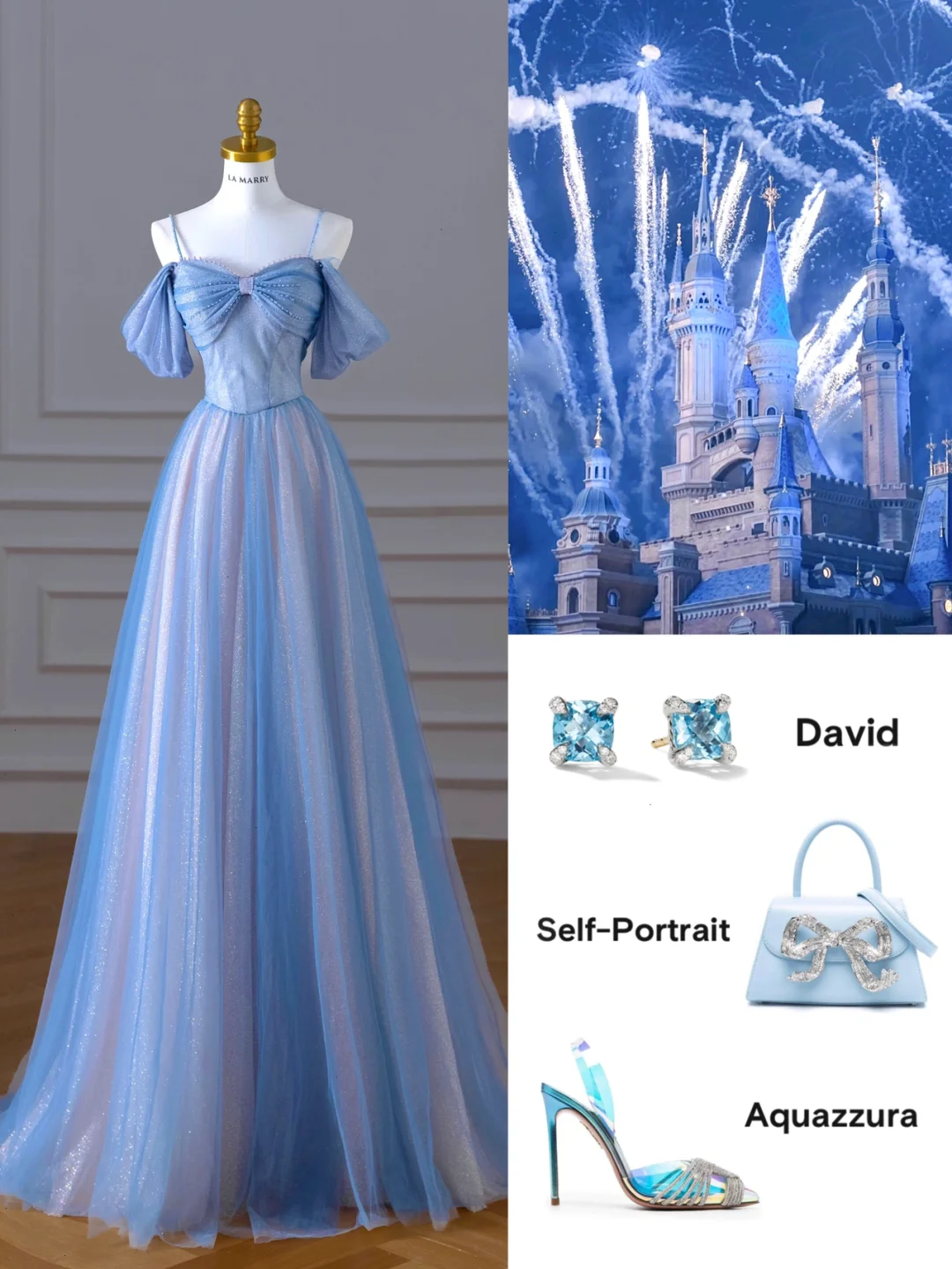 Classy A Line Spaghetti Straps Long Party Dress Blue Prom Dresses