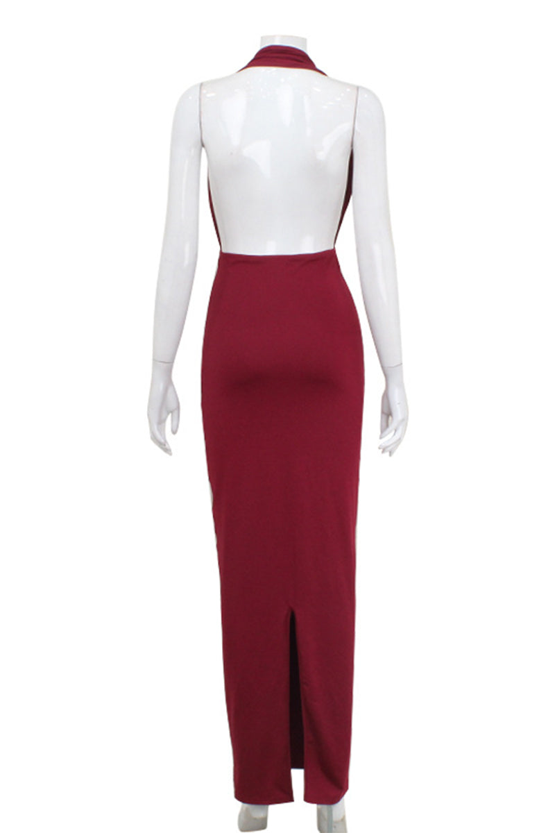 Sexy Solid Color Backless Ruched Halter Evening Dresses - View 5 | VelvetHem