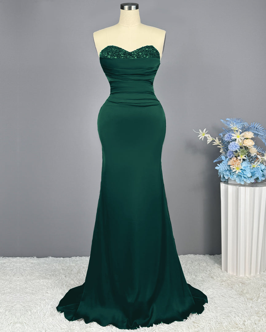 Sleeveless Mermaid Long Prom Gown with Sequined Sweetheart - View 13 | VelvetHem