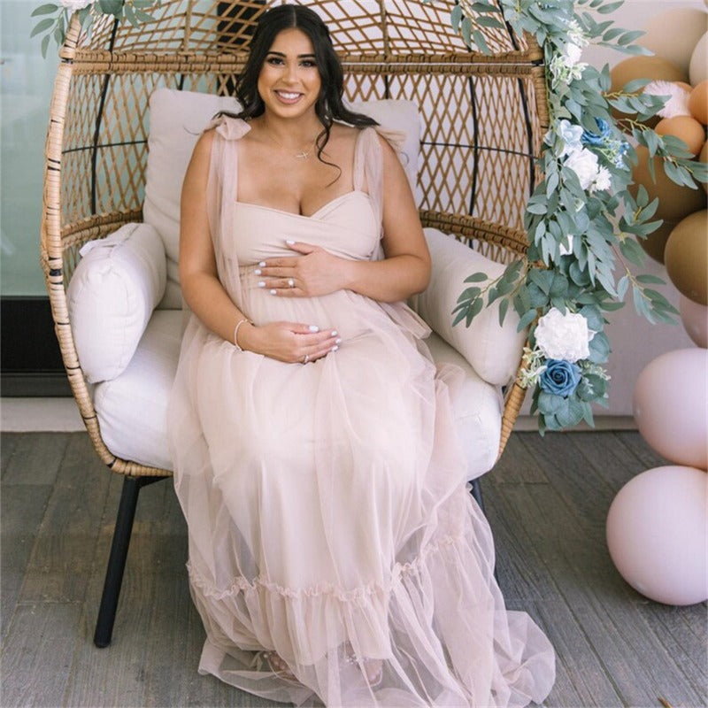 Satin maternity dress with bow maternity evening dress photo photo daily dress - View 6 | VelvetHem