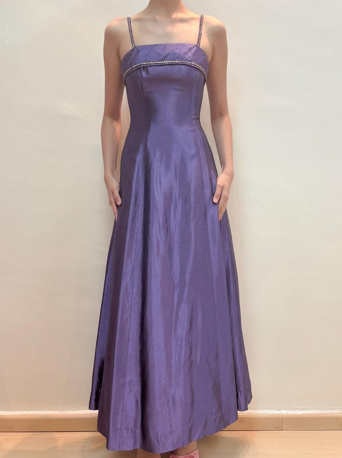 Spaghetti Straps Purple A-Line Long Prom Dress Vintage Evening Dress