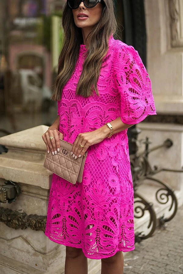 Fiorella Aesthetic Reason To Smile Crochet Lace Mini Dress Evening Wear Edit