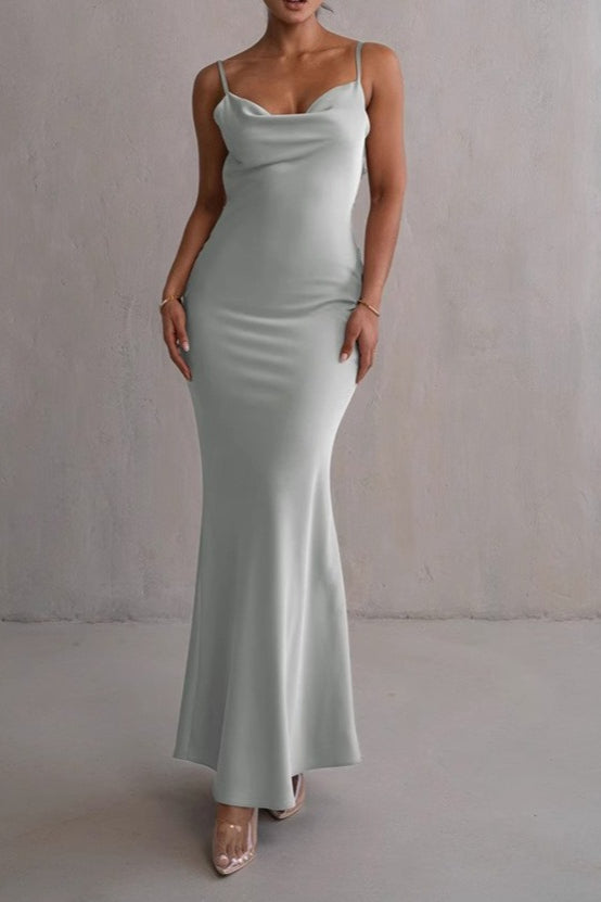 Satin Bodycon Backless Silk Dress - VelvetHem