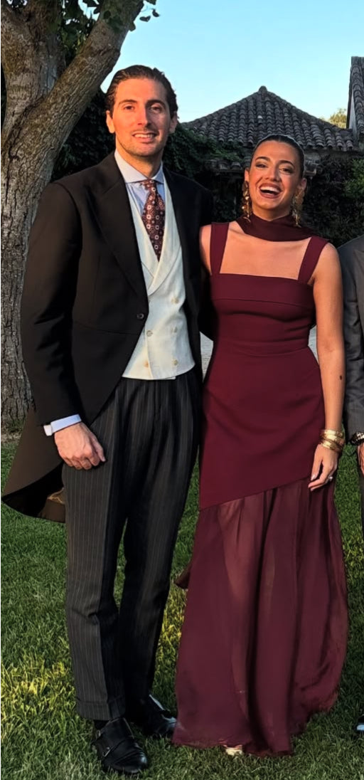 Burgundy Sheath Long Prom Dress Formal Wedding Guest Dress