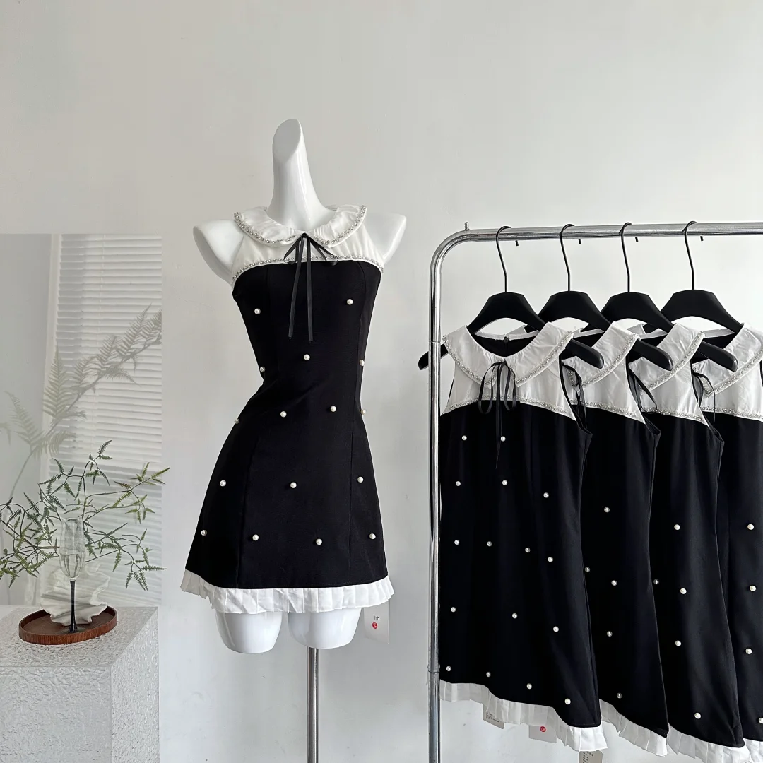 Pretty Black Sleeveless A Line Mini Birthday Dress Holiday Dress