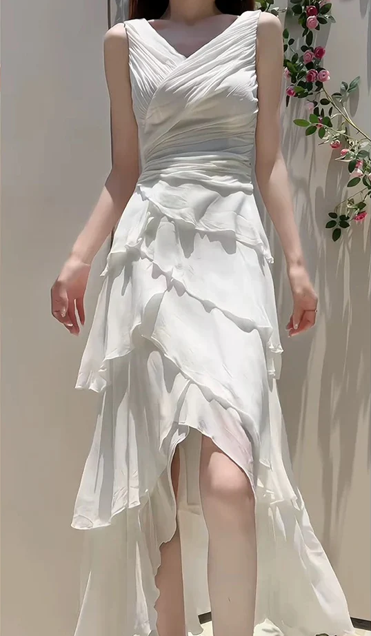 Classy A Line Chiffon Ruffle Tiered Wedding Dress Prom Dress