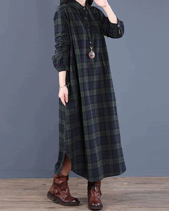 Esther Minimalist Dress Long Sleeve Checked Shirt Designer Edit