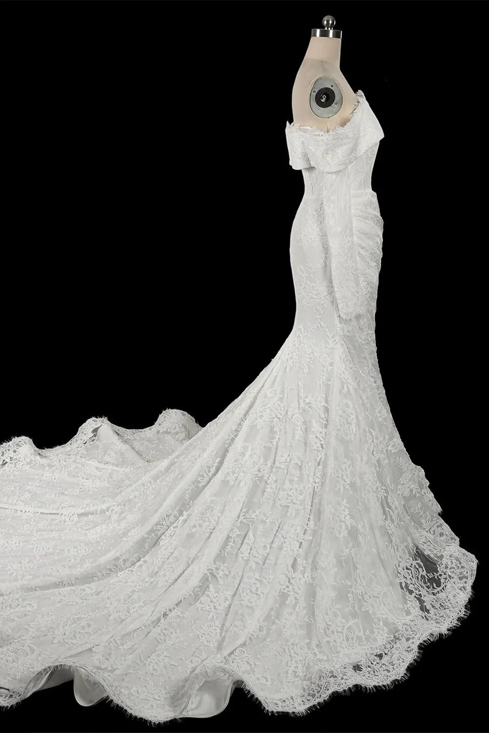 White Long Sleeve Corset Mermaid Bridal Gown with Cathedral Train ZP209