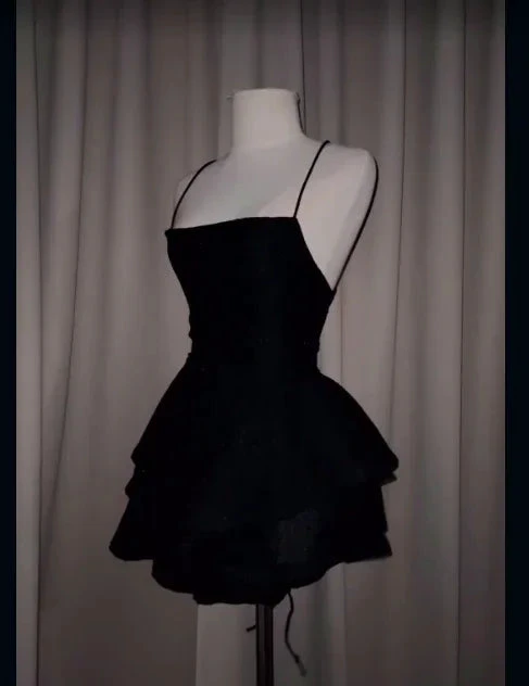 Sexy Backless Short Prom Dress Black Satin Homecoming Dress Y7620 by simplepromdress