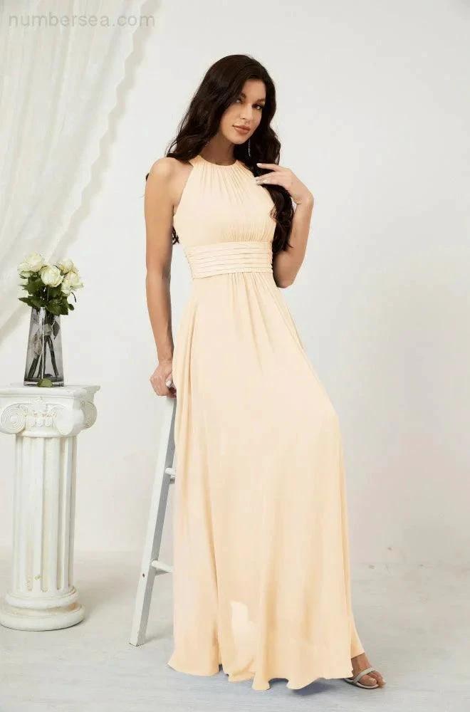 ZapDress Formal Party Gown Dress Chiffon Halter Long Sleeveless Bridesmaid Dresses 2802 (ZD16960)