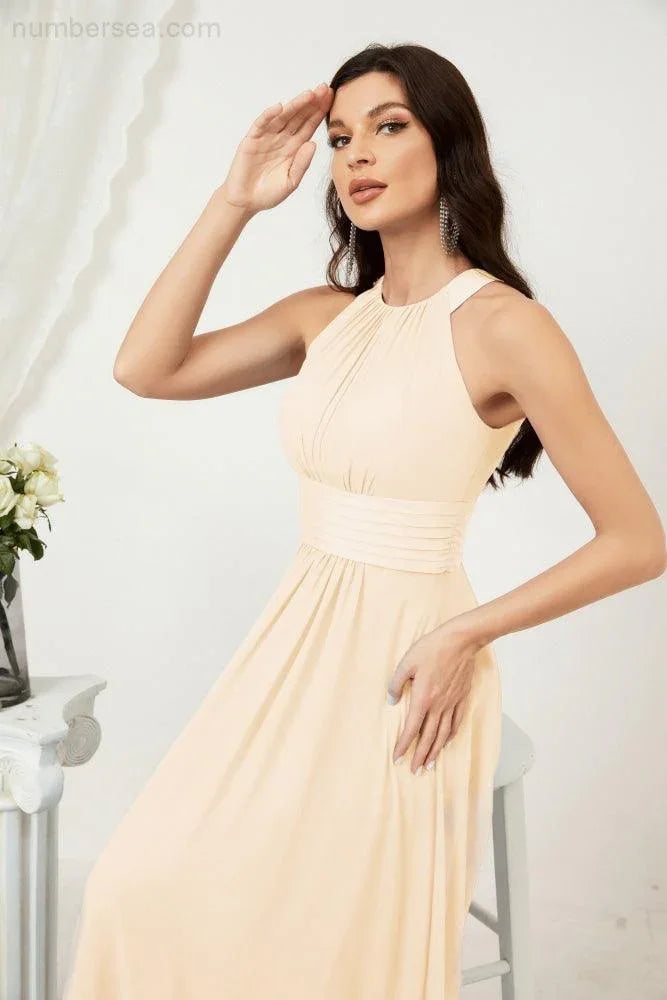 ZapDress Formal Party Gown Dress Chiffon Halter Long Sleeveless Bridesmaid Dresses 2802 (ZD16960)