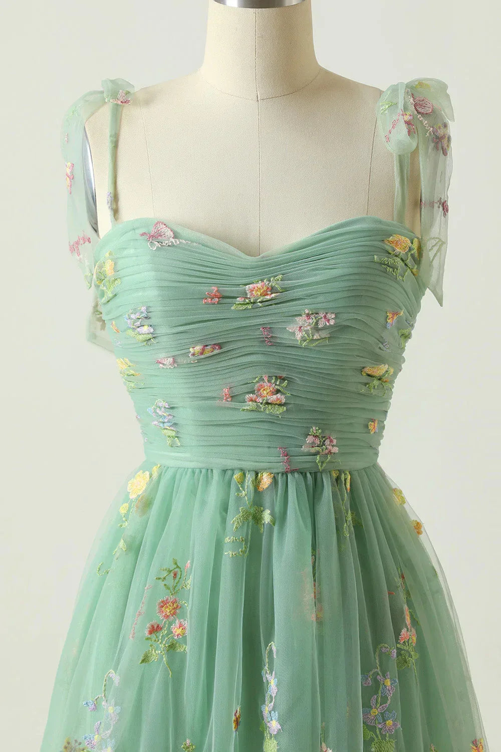 Elegant A Line Spaghetti Straps Champagne Long Prom Dress with Embroidery