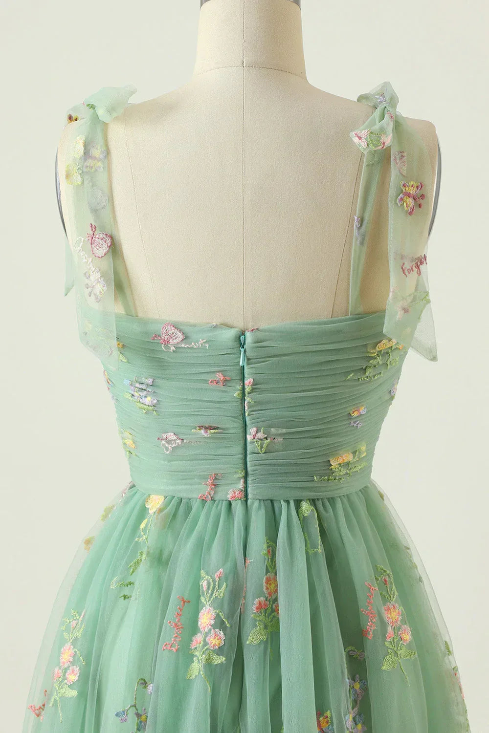 Elegant A Line Spaghetti Straps Champagne Long Prom Dress with Embroidery