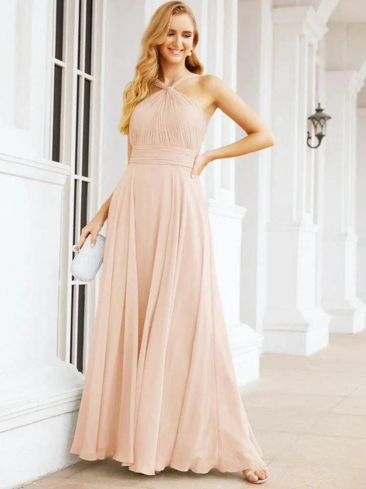 Numbersea Crisscross Halter Bridesmaid Dresses for Party Wedding Evening Prom Maxi Ball Gowns 28053 by numbersea