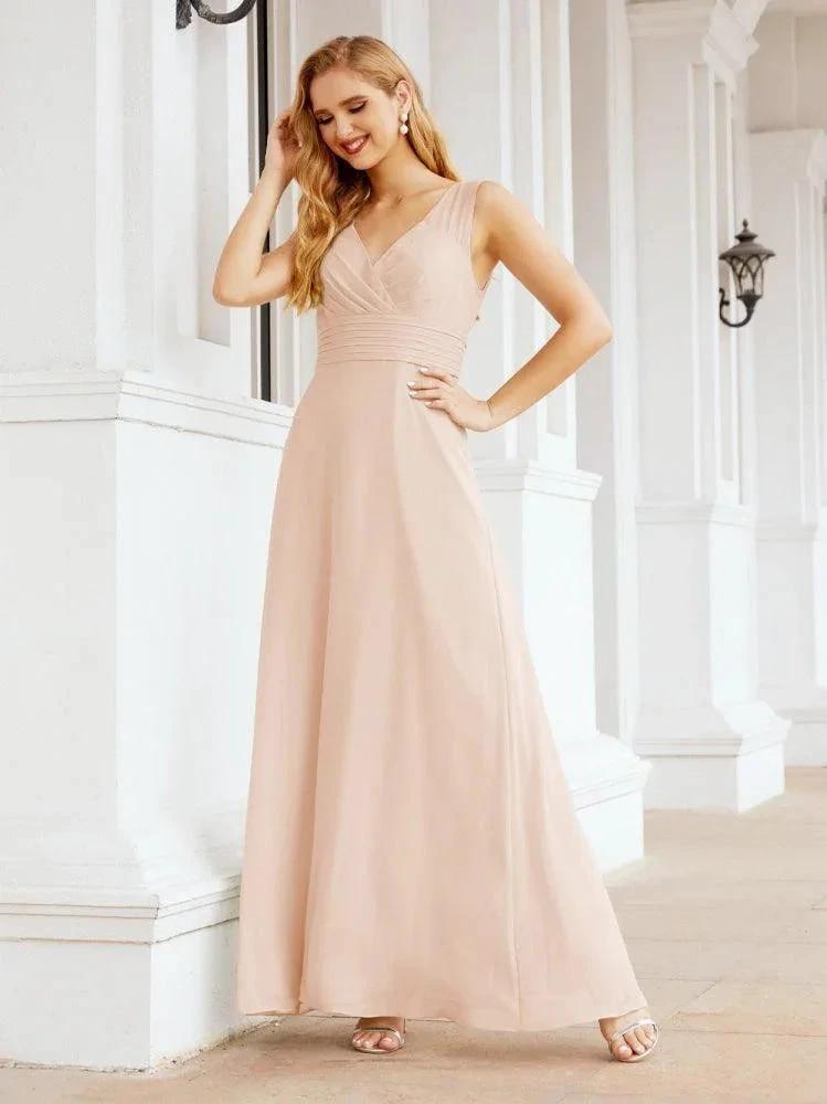 Formal Prom Gown Elegant V-Neck Sleeveless Bridesmaid Dresses for Wedding Party 28037 by numbersea