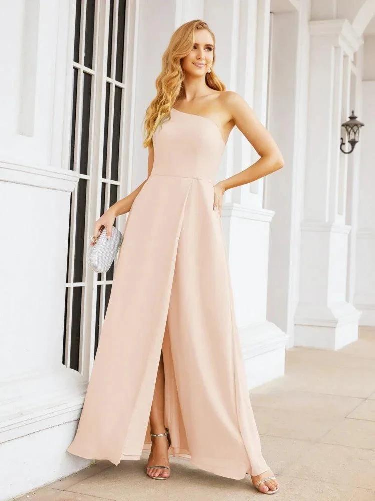 Numbersea Women's One Shoulder Formal Prom Gowns for Mother of The Bride Side Slit Bridesmaid Dresses 28052 by numbersea
