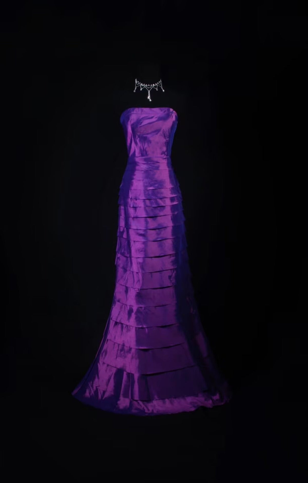 Strapless Purple Mermaid Long Prom Dress Satin Evening Dress
