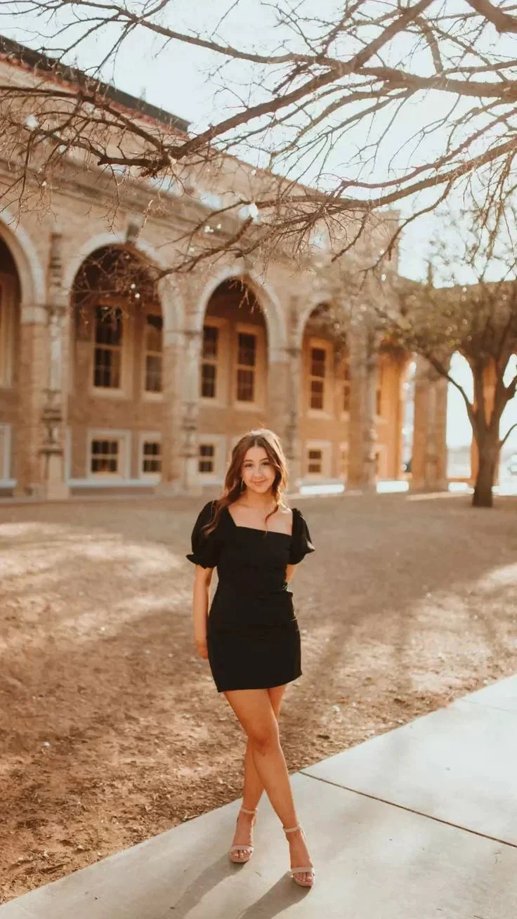 Black Square Neckline Dress Black Homecoming Dress (ZD12680)
