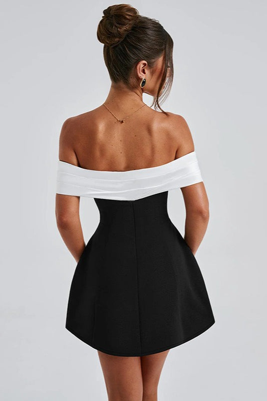 Color-Block Bardot Party Dress - View 4 | VelvetHem