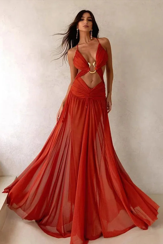 Mesh Hollow Out Dress with Relaxed Fit and Boutique Fashion Look