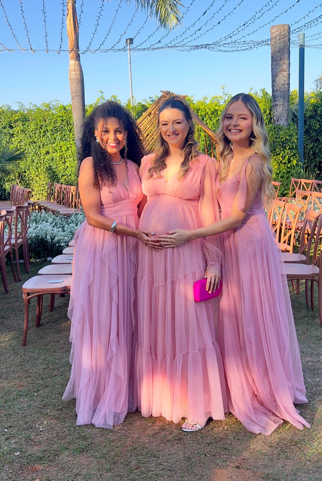 Pink A Line Bridesmaid Dresses V Neck Prom Dress J7763