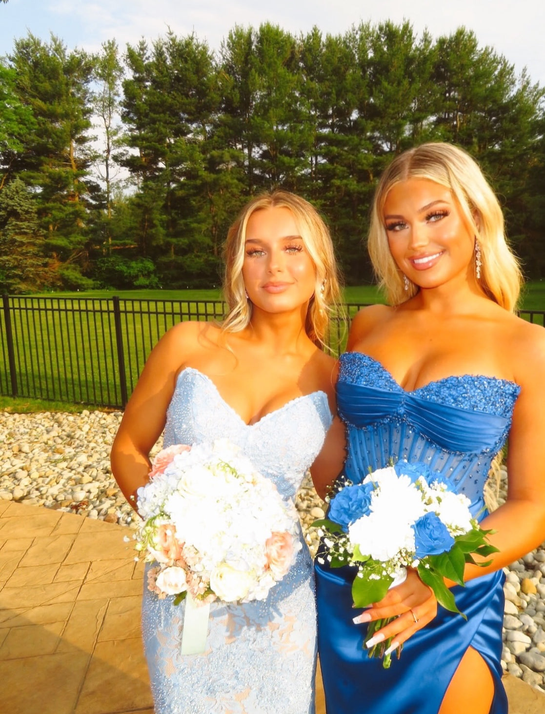 Sweetheart Blue Sheath Long Prom Dress Beaded Graduation Dress