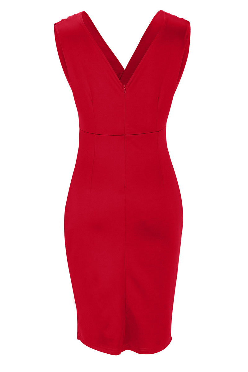 Celebrities Elegant Solid Slit Fold V Neck Evening Dress Dresses(4 Colors) - View 6 | VelvetHem