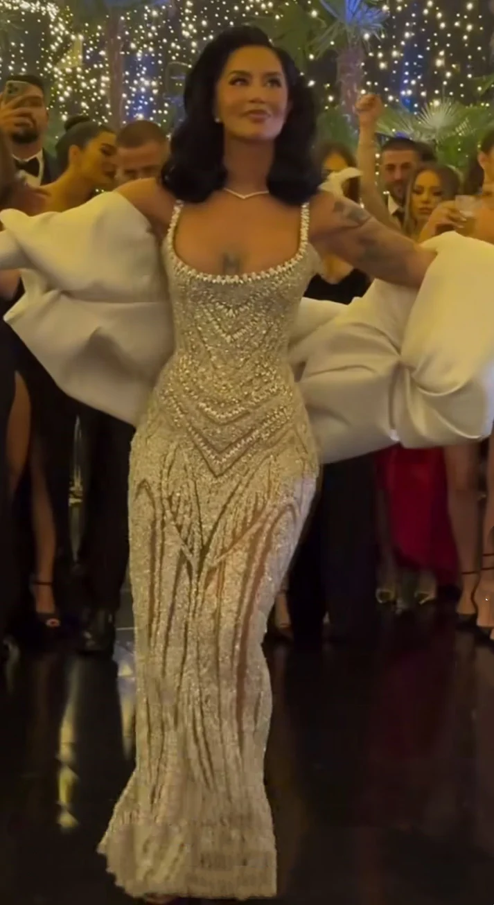 Sexy Mermaid Straps Champagne Sequin Long Prom Dresses Inspiration Prom Dress Senior Graduation Dress - View 4 | FashionDia