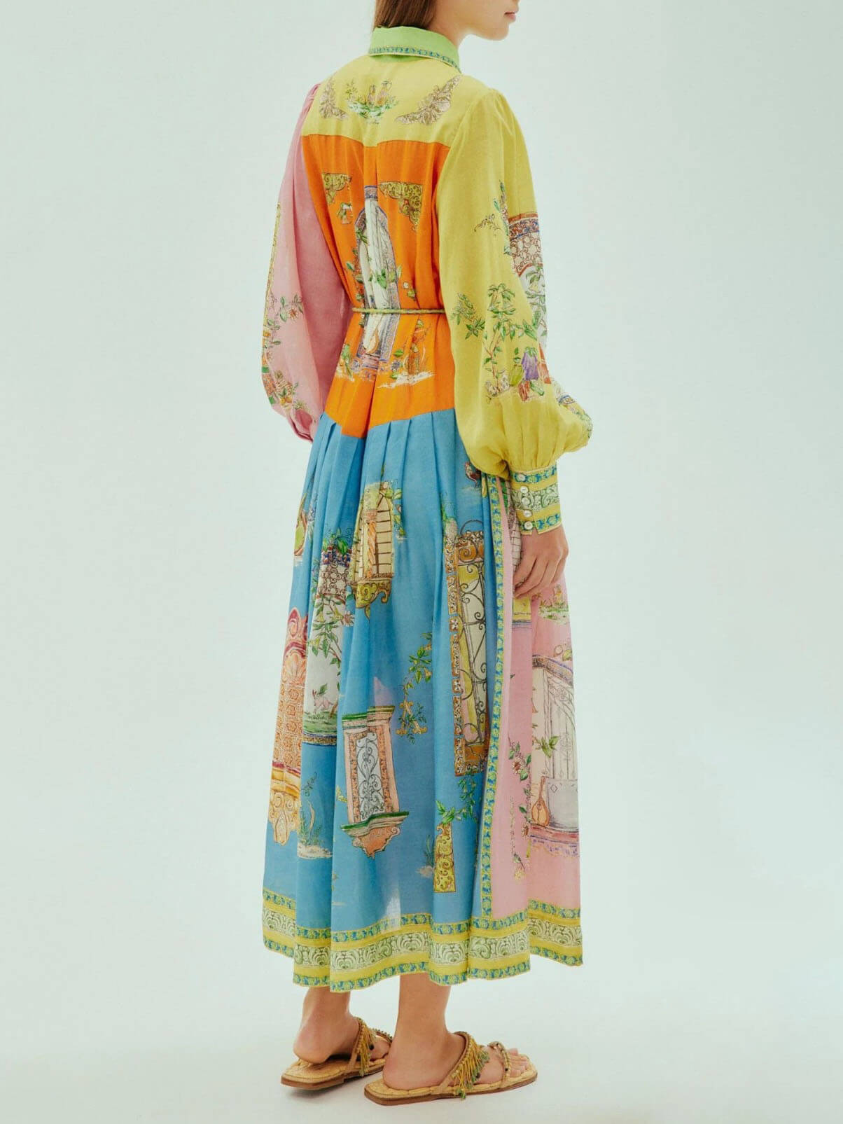 Exquisite Garden Print Button Down Midi Dress