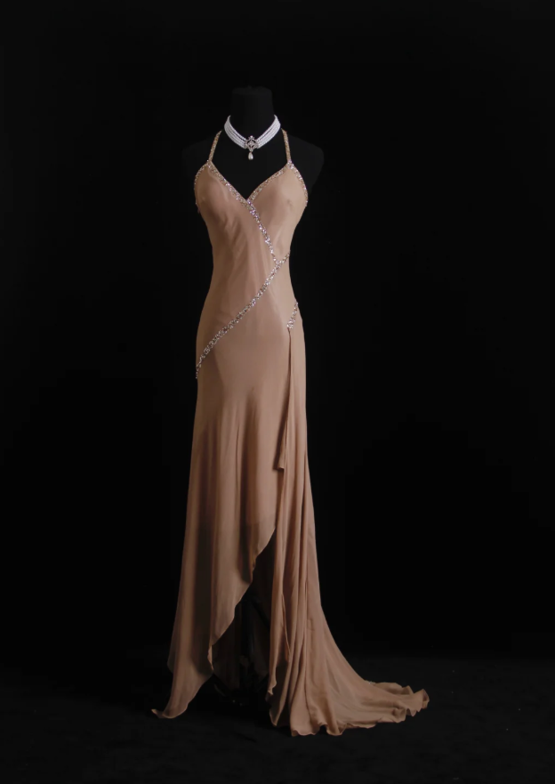 Classy Halter Chiffon Sequin Beaded Mermaid Long Wedding Guest Dress Formal Party Dress